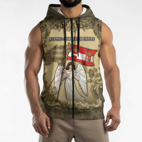 Personalized Austria-Hungary Sleeveless Zip Hoodie Angel Holding A Flag Vintage Style - Wonder Print Shop