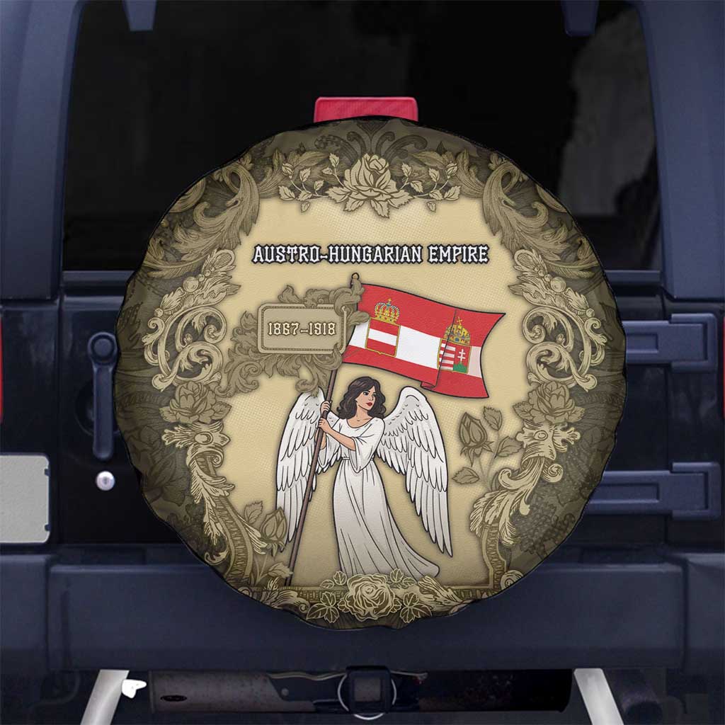 Austria-Hungary Spare Tire Cover Angel Holding A Flag Vintage Style - Wonder Print Shop