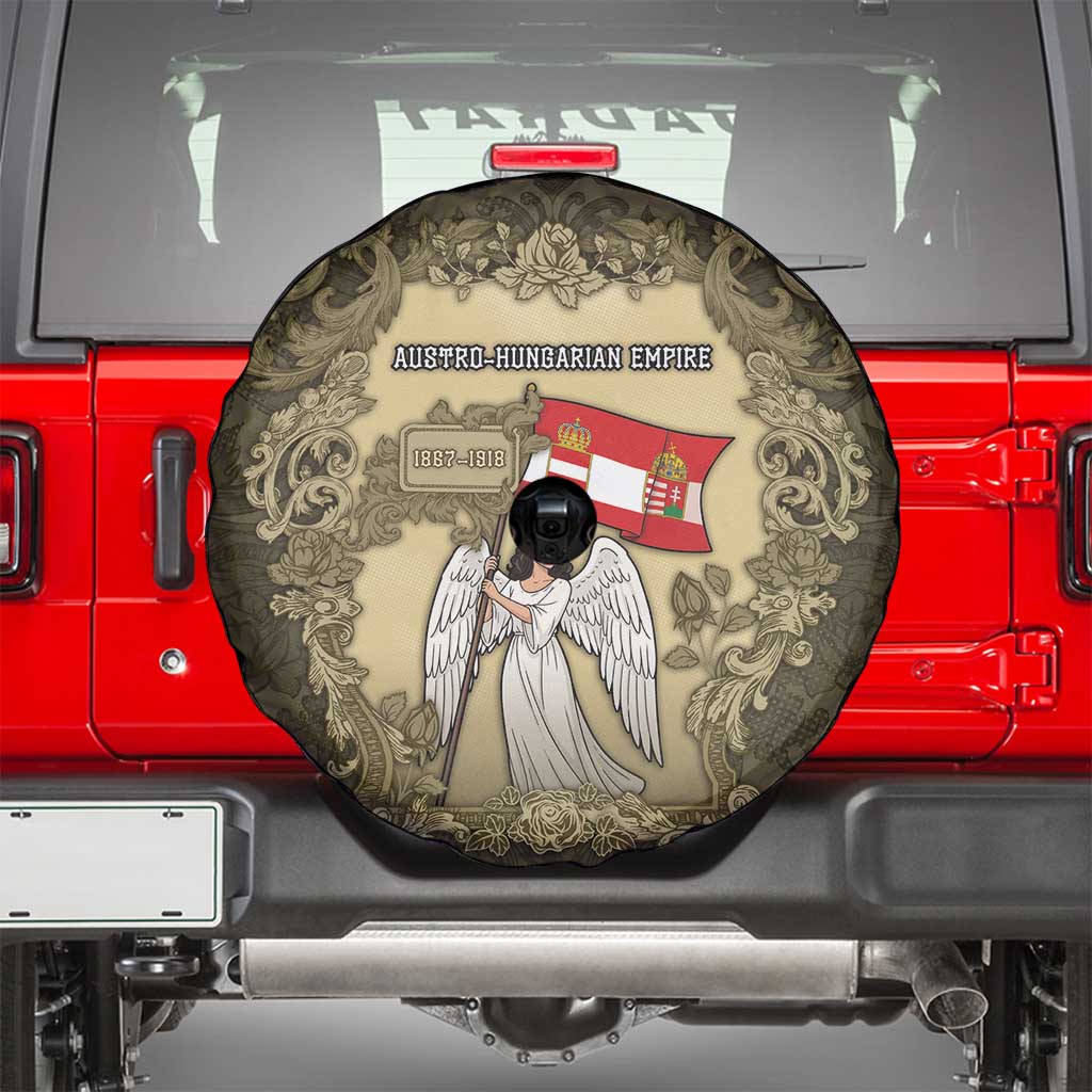 Austria-Hungary Spare Tire Cover Angel Holding A Flag Vintage Style - Wonder Print Shop