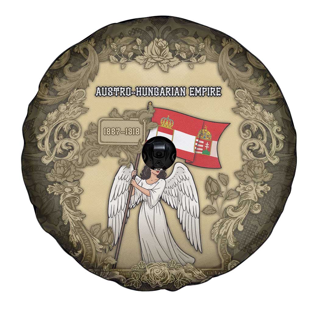 Austria-Hungary Spare Tire Cover Angel Holding A Flag Vintage Style - Wonder Print Shop