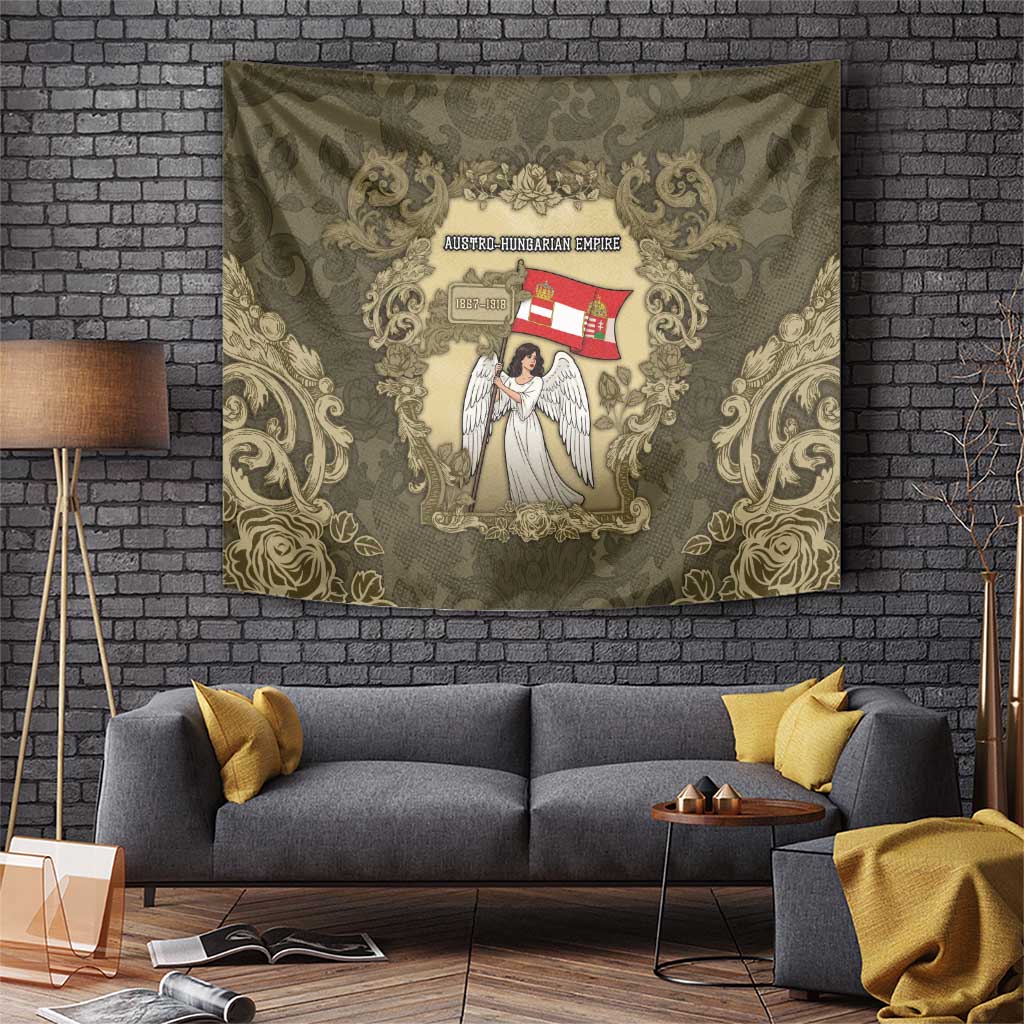 Austria-Hungary Tapestry Angel Holding A Flag Vintage Style - Wonder Print Shop
