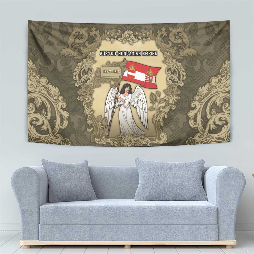 Austria-Hungary Tapestry Angel Holding A Flag Vintage Style - Wonder Print Shop
