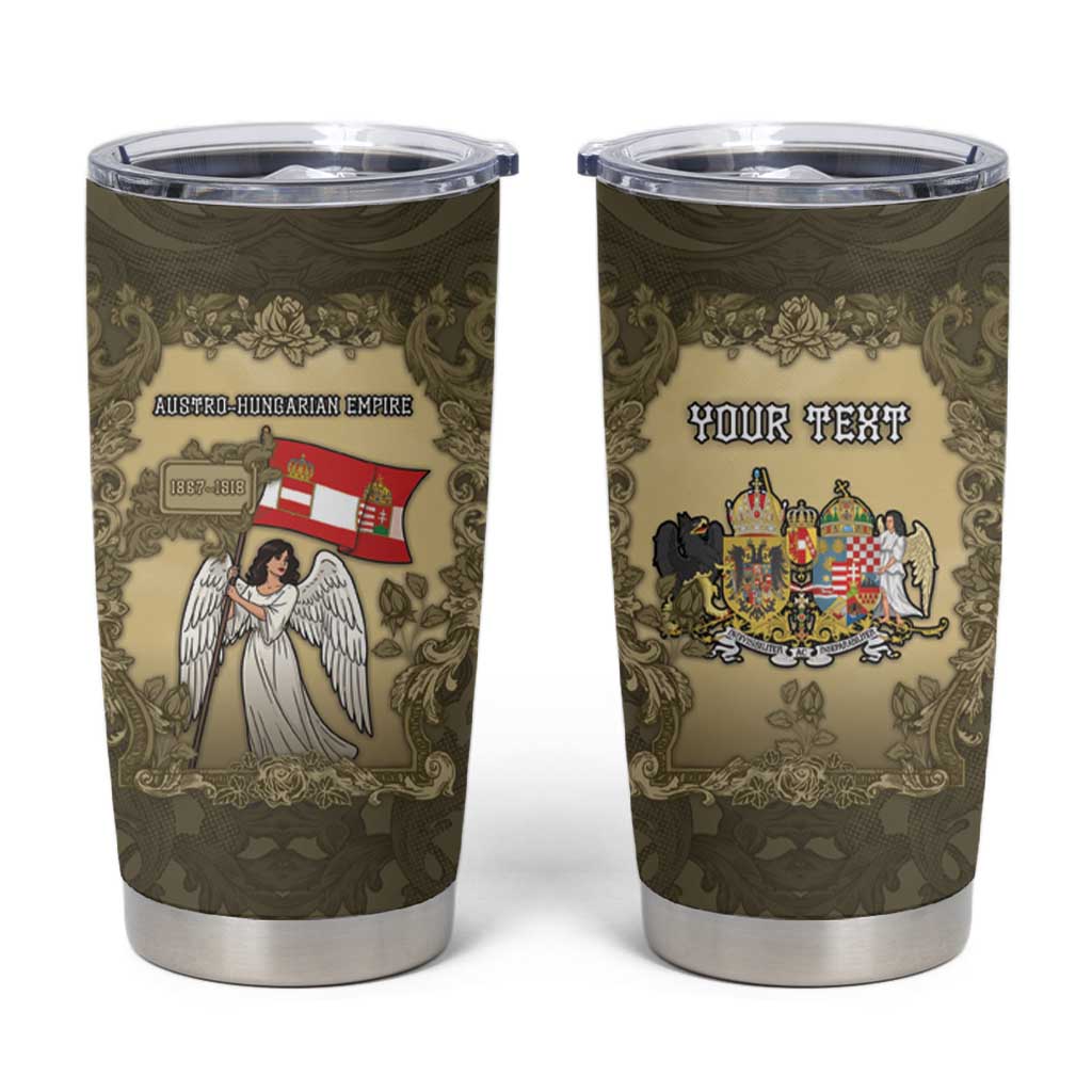Personalized Austria-Hungary Tumbler Cup Angel Holding A Flag Vintage Style - Wonder Print Shop