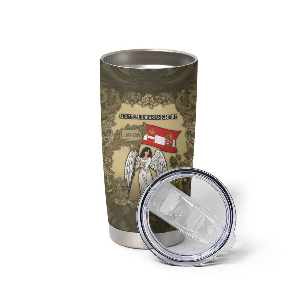 Personalized Austria-Hungary Tumbler Cup Angel Holding A Flag Vintage Style - Wonder Print Shop