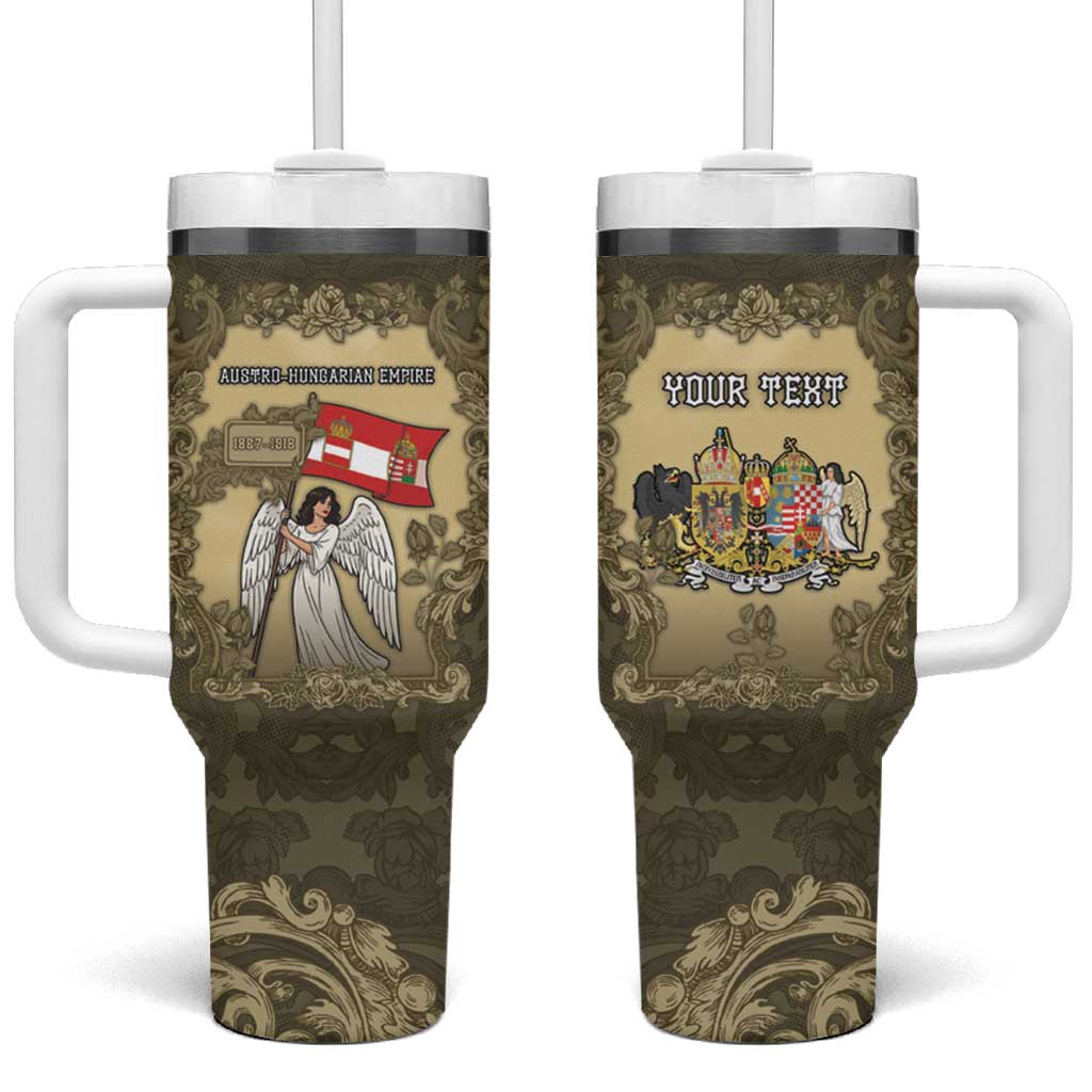 Personalized Austria-Hungary Tumbler With Handle Angel Holding A Flag Vintage Style - Wonder Print Shop