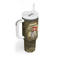 Personalized Austria-Hungary Tumbler With Handle Angel Holding A Flag Vintage Style - Wonder Print Shop