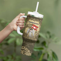 Personalized Austria-Hungary Tumbler With Handle Angel Holding A Flag Vintage Style - Wonder Print Shop