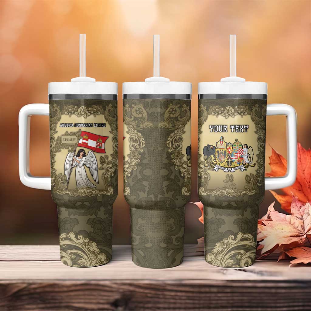 Personalized Austria-Hungary Tumbler With Handle Angel Holding A Flag Vintage Style - Wonder Print Shop