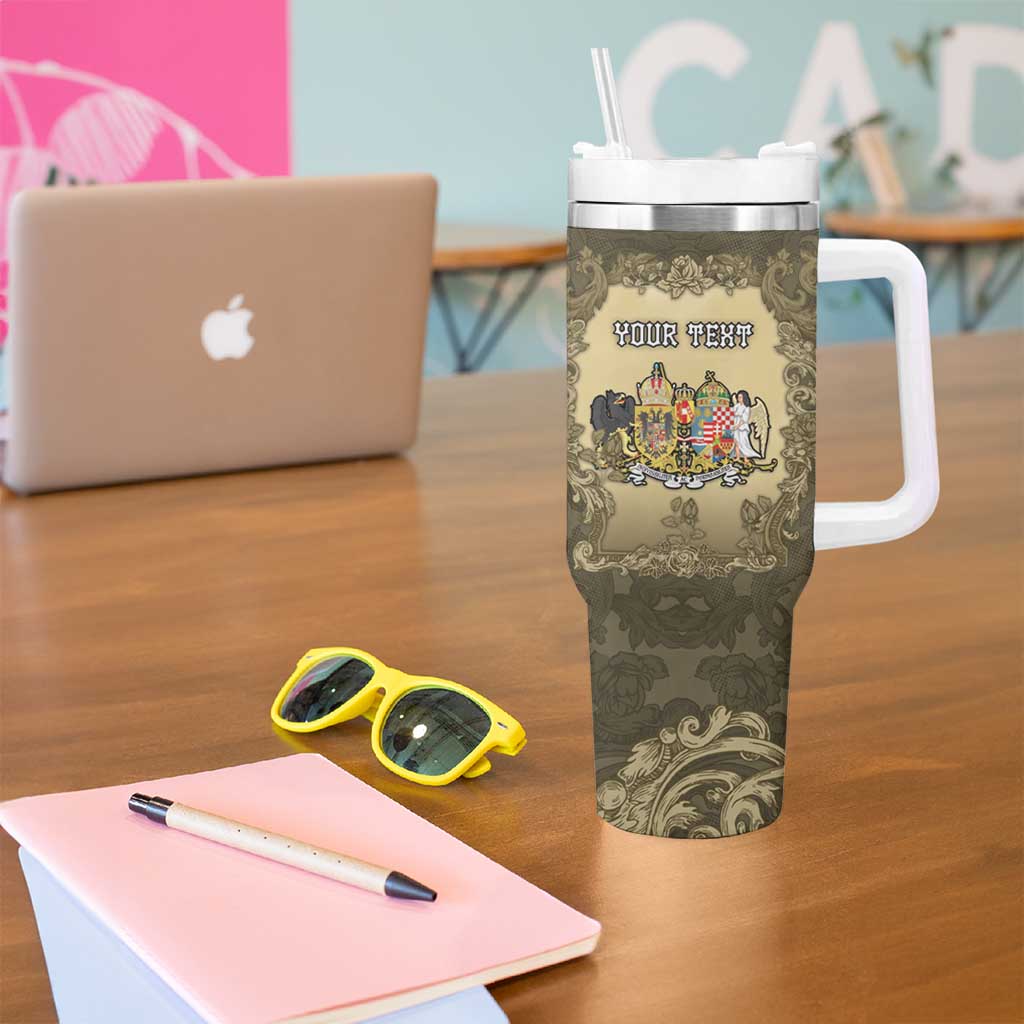 Personalized Austria-Hungary Tumbler With Handle Angel Holding A Flag Vintage Style - Wonder Print Shop
