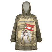 Personalized Austria-Hungary Wearable Blanket Hoodie Angel Holding A Flag Vintage Style - Wonder Print Shop