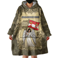 Personalized Austria-Hungary Wearable Blanket Hoodie Angel Holding A Flag Vintage Style - Wonder Print Shop