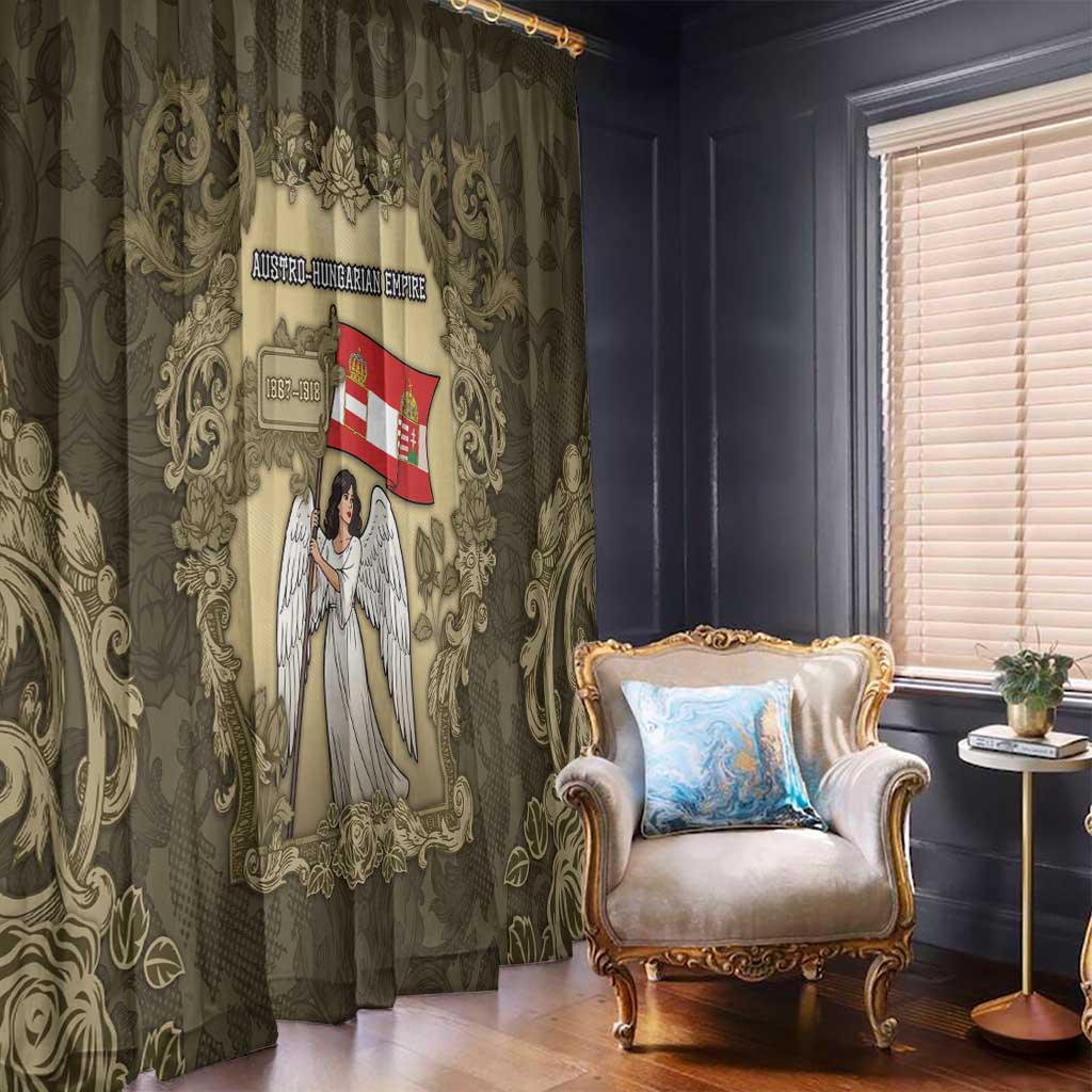 Austria-Hungary Window Curtain Angel Holding A Flag Vintage Style - Wonder Print Shop