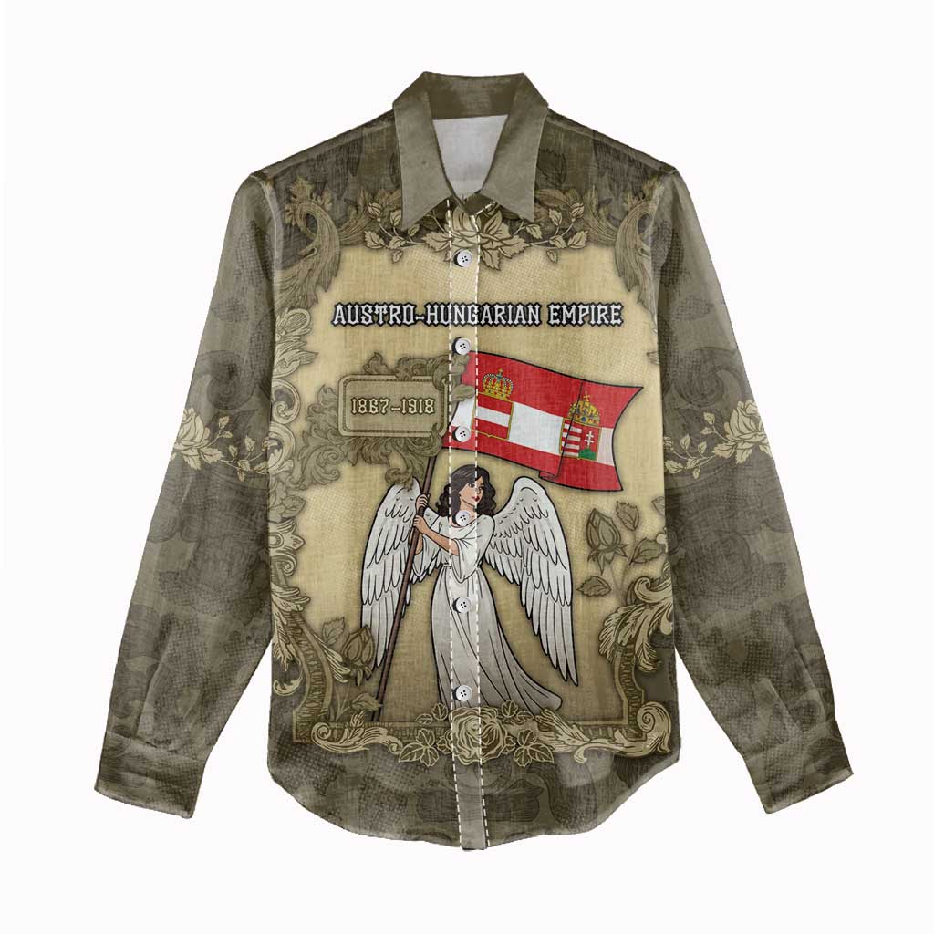 Personalized Austria-Hungary Women Casual Shirt Angel Holding A Flag Vintage Style - Wonder Print Shop