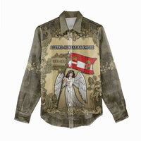 Personalized Austria-Hungary Women Casual Shirt Angel Holding A Flag Vintage Style - Wonder Print Shop