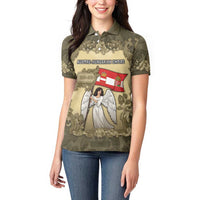 Personalized Austria-Hungary Women Polo Shirt Angel Holding A Flag Vintage Style - Wonder Print Shop