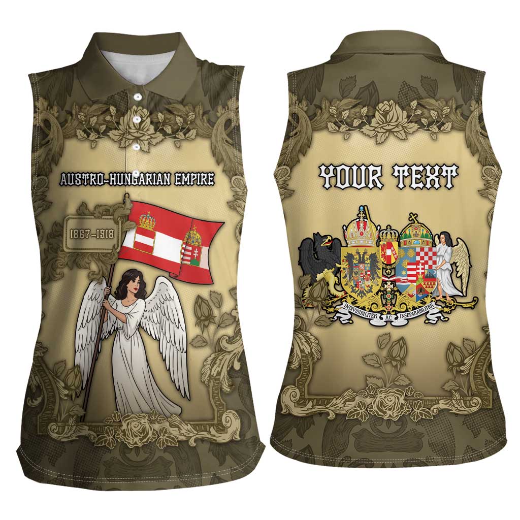 Personalized Austria-Hungary Women Sleeveless Polo Shirt Angel Holding A Flag Vintage Style - Wonder Print Shop