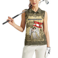 Personalized Austria-Hungary Women Sleeveless Polo Shirt Angel Holding A Flag Vintage Style - Wonder Print Shop