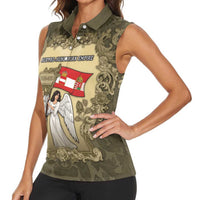 Personalized Austria-Hungary Women Sleeveless Polo Shirt Angel Holding A Flag Vintage Style - Wonder Print Shop