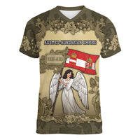 Personalized Austria-Hungary Women V-Neck T-Shirt Angel Holding A Flag Vintage Style - Wonder Print Shop