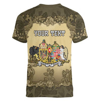 Personalized Austria-Hungary Women V-Neck T-Shirt Angel Holding A Flag Vintage Style - Wonder Print Shop