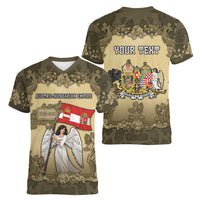 Personalized Austria-Hungary Women V-Neck T-Shirt Angel Holding A Flag Vintage Style - Wonder Print Shop