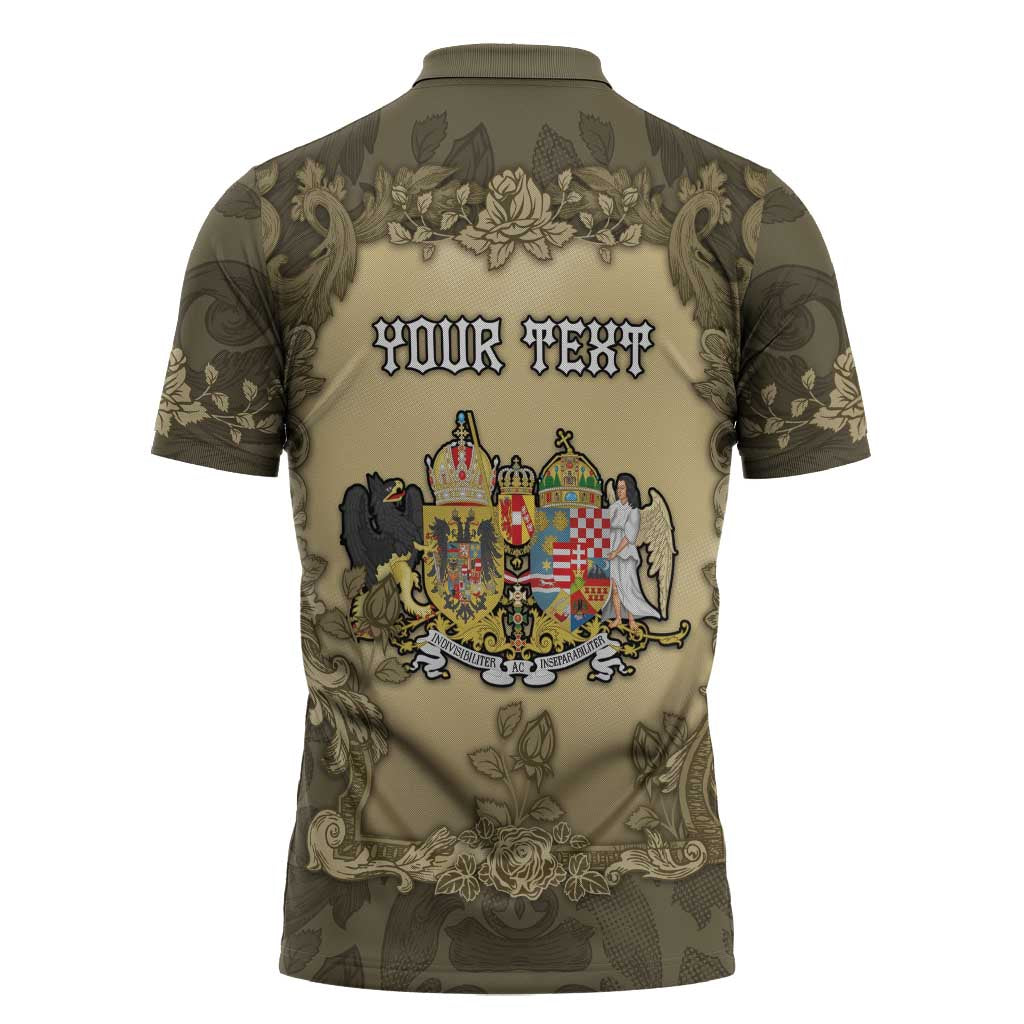 Personalized Austria-Hungary Zipper Polo Shirt Angel Holding A Flag Vintage Style - Wonder Print Shop