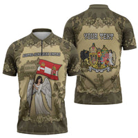 Personalized Austria-Hungary Zipper Polo Shirt Angel Holding A Flag Vintage Style - Wonder Print Shop