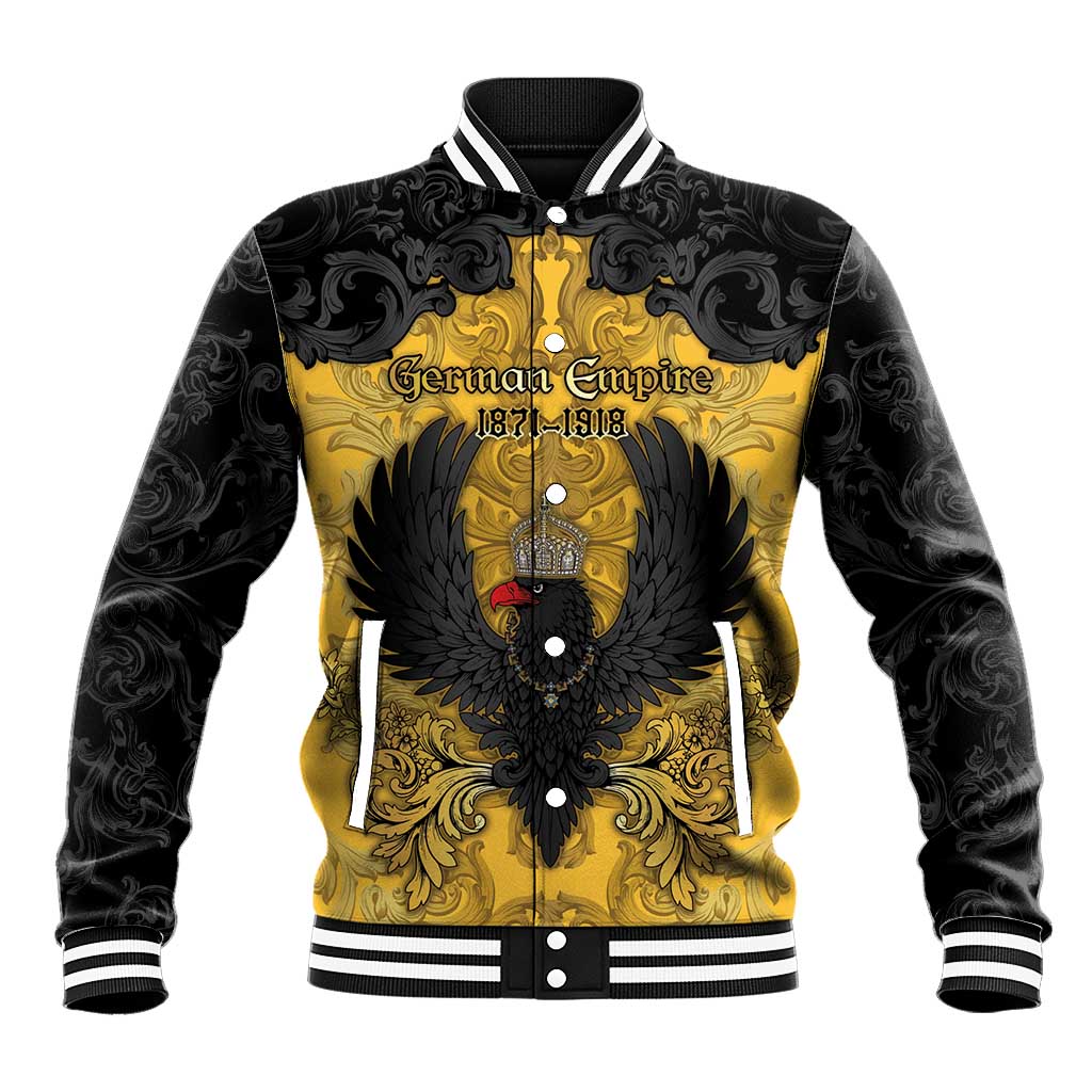 Personalized German Empire Baseball Jacket Imperial Black Eagle With Baroque Patterns - Wonder Print Shop