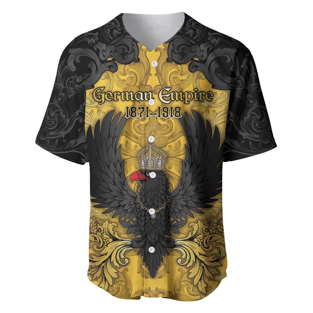Personalized German Empire Baseball Jersey Imperial Black Eagle With Baroque Patterns - Wonder Print Shop