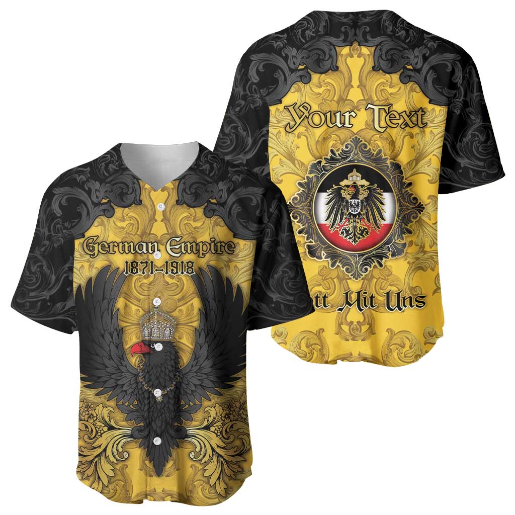 Personalized German Empire Baseball Jersey Imperial Black Eagle With Baroque Patterns - Wonder Print Shop