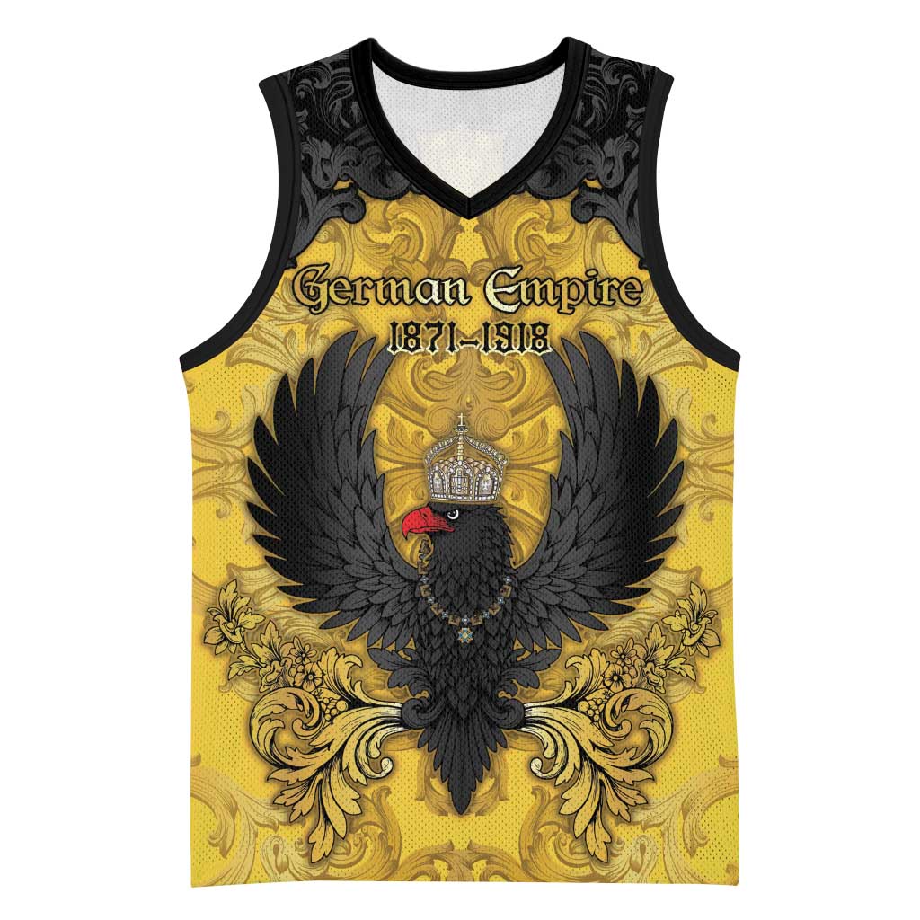 Personalized German Empire Basketball Jersey Imperial Black Eagle With Baroque Patterns - Wonder Print Shop