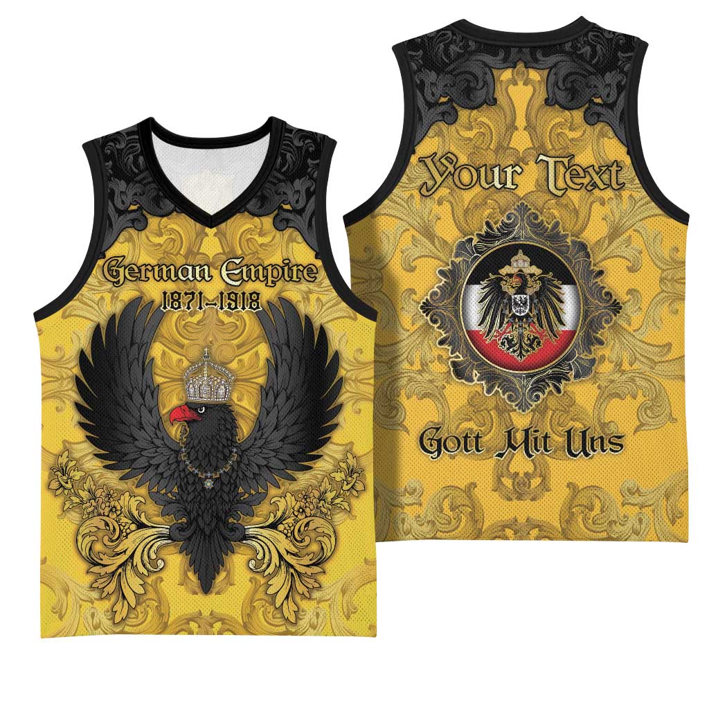 Personalized German Empire Basketball Jersey Imperial Black Eagle With Baroque Patterns - Wonder Print Shop