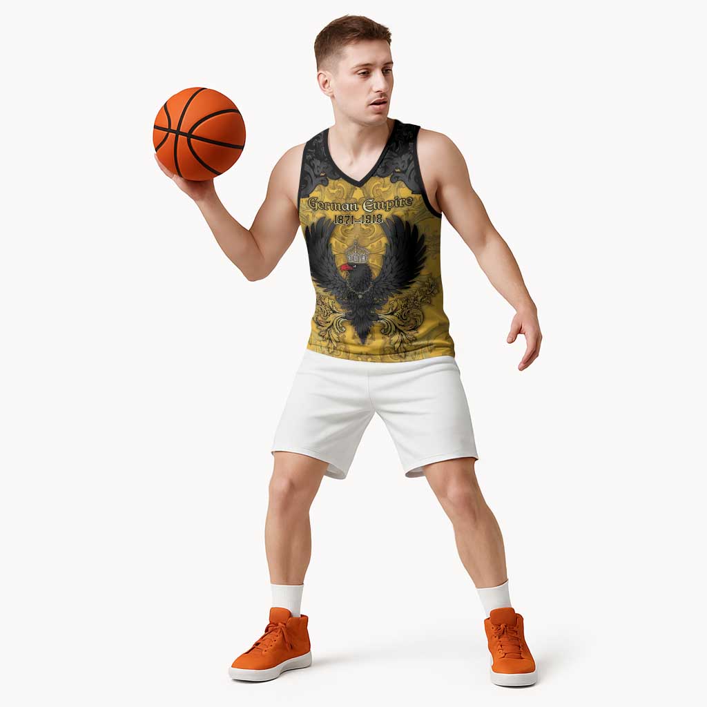 Personalized German Empire Basketball Jersey Imperial Black Eagle With Baroque Patterns - Wonder Print Shop