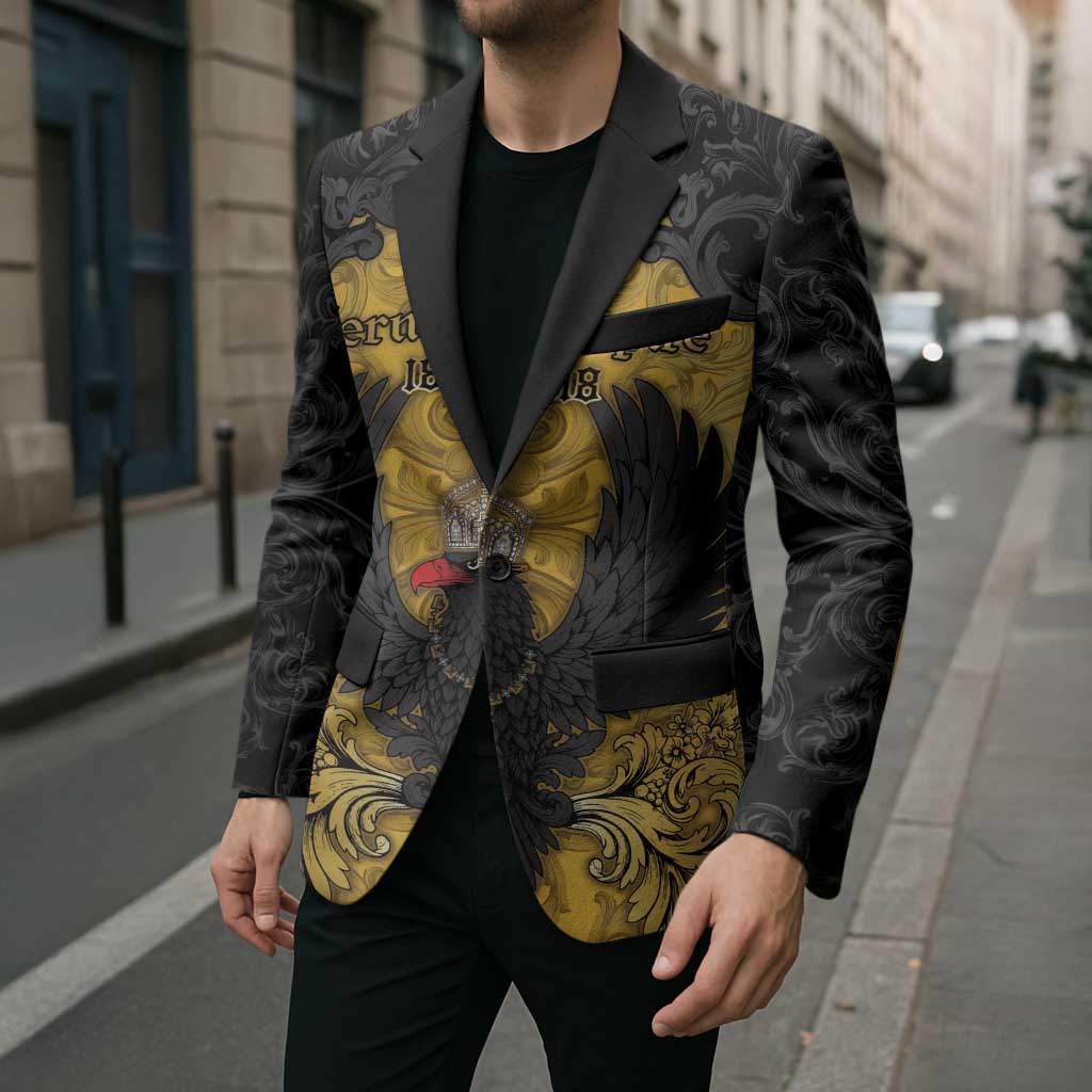 Personalized German Empire Blazer Imperial Black Eagle With Baroque Patterns - Wonder Print Shop