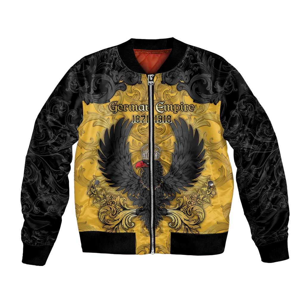 Personalized German Empire Bomber Jacket Imperial Black Eagle With Baroque Patterns - Wonder Print Shop