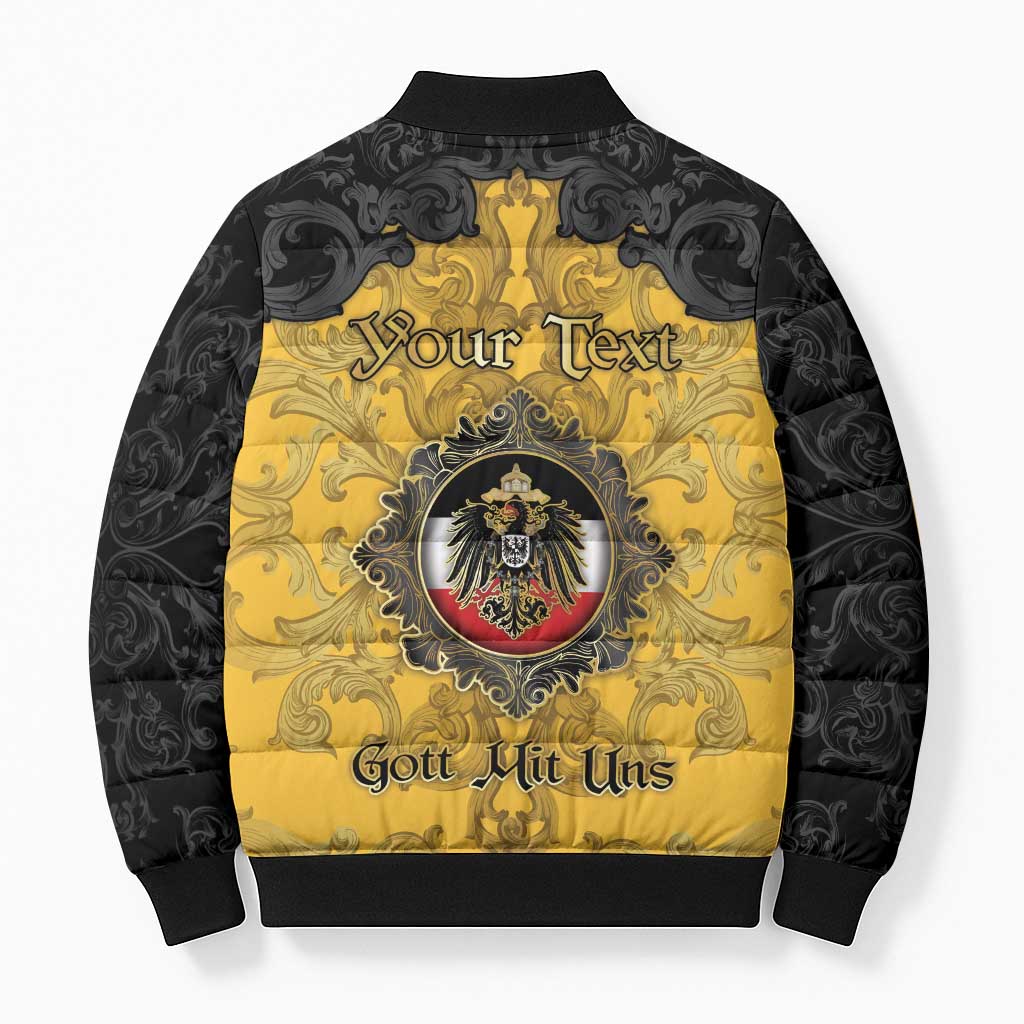 Personalized German Empire Bomber Puffer Jacket Imperial Black Eagle With Baroque Patterns - Wonder Print Shop