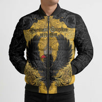 Personalized German Empire Bomber Puffer Jacket Imperial Black Eagle With Baroque Patterns - Wonder Print Shop