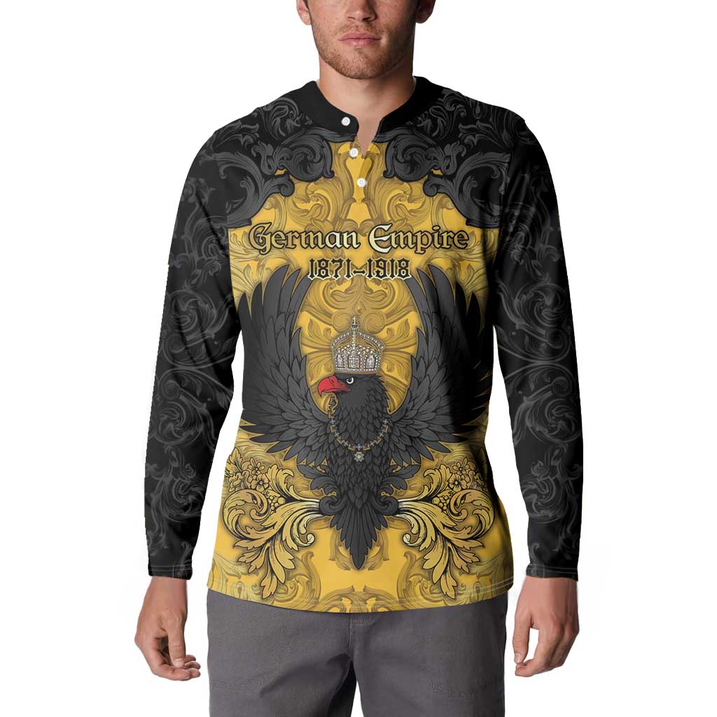 Personalized German Empire Button Sweatshirt Imperial Black Eagle With Baroque Patterns - Wonder Print Shop