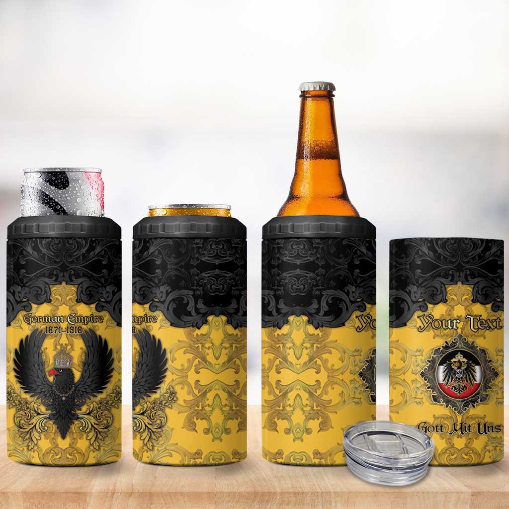 Personalized German Empire 4 in 1 Can Cooler Tumbler Imperial Black Eagle With Baroque Patterns - Wonder Print Shop