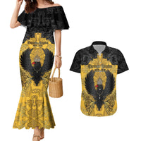 Personalized German Empire Couples Matching Mermaid Dress and Hawaiian Shirt Imperial Black Eagle With Baroque Patterns - Wonder Print Shop