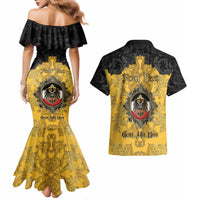 Personalized German Empire Couples Matching Mermaid Dress and Hawaiian Shirt Imperial Black Eagle With Baroque Patterns - Wonder Print Shop
