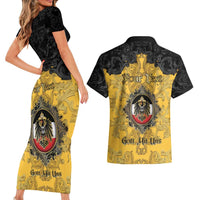 Personalized German Empire Couples Matching Short Sleeve Bodycon Dress and Hawaiian Shirt Imperial Black Eagle With Baroque Patterns - Wonder Print Shop