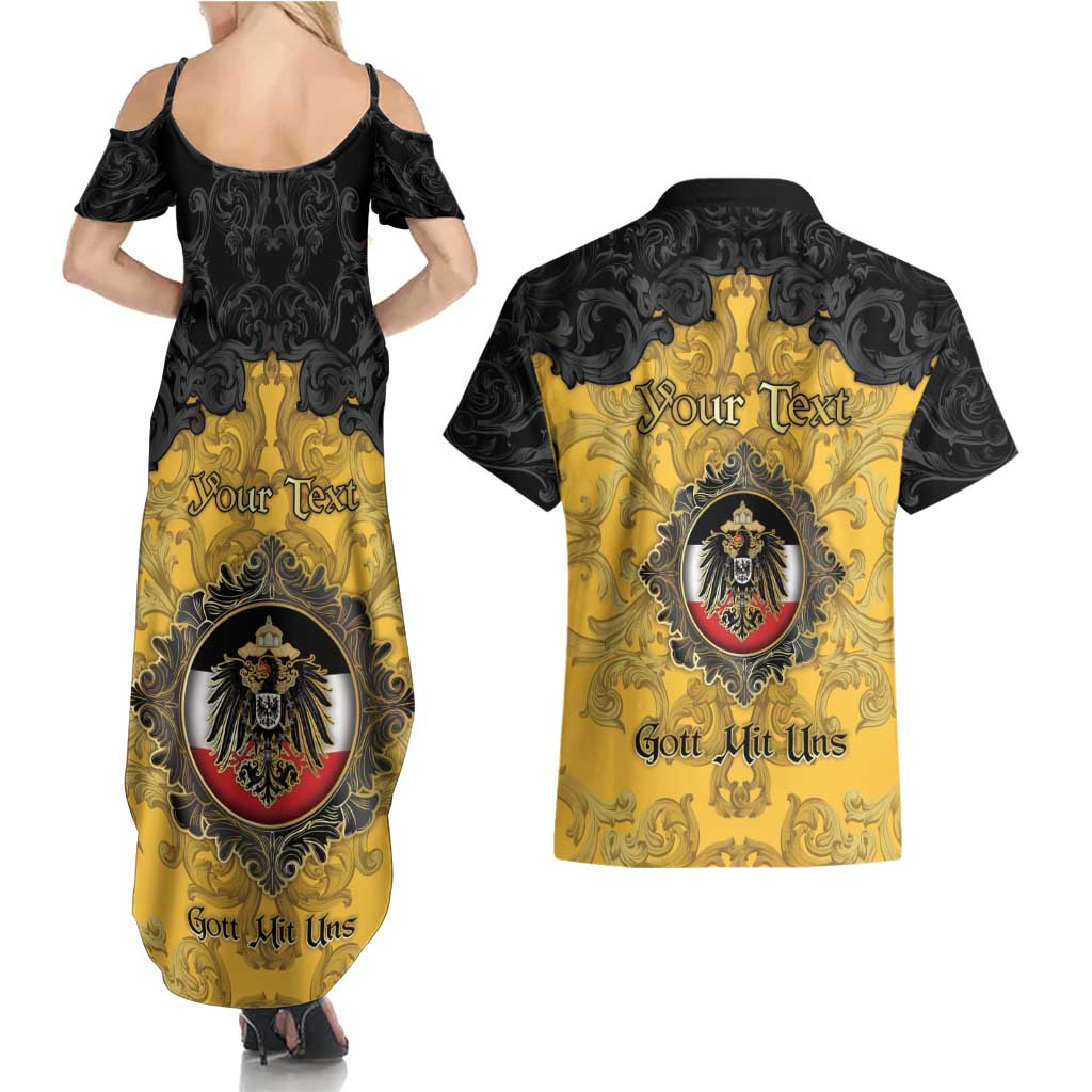 Personalized German Empire Couples Matching Summer Maxi Dress and Hawaiian Shirt Imperial Black Eagle With Baroque Patterns - Wonder Print Shop