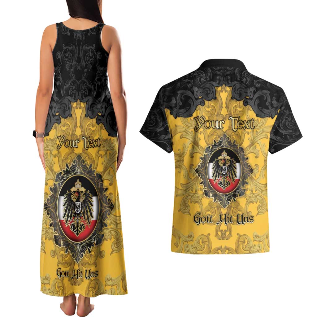 Personalized German Empire Couples Matching Tank Maxi Dress and Hawaiian Shirt Imperial Black Eagle With Baroque Patterns - Wonder Print Shop
