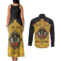 Personalized German Empire Couples Matching Tank Maxi Dress and Long Sleeve Button Shirt Imperial Black Eagle With Baroque Patterns - Wonder Print Shop
