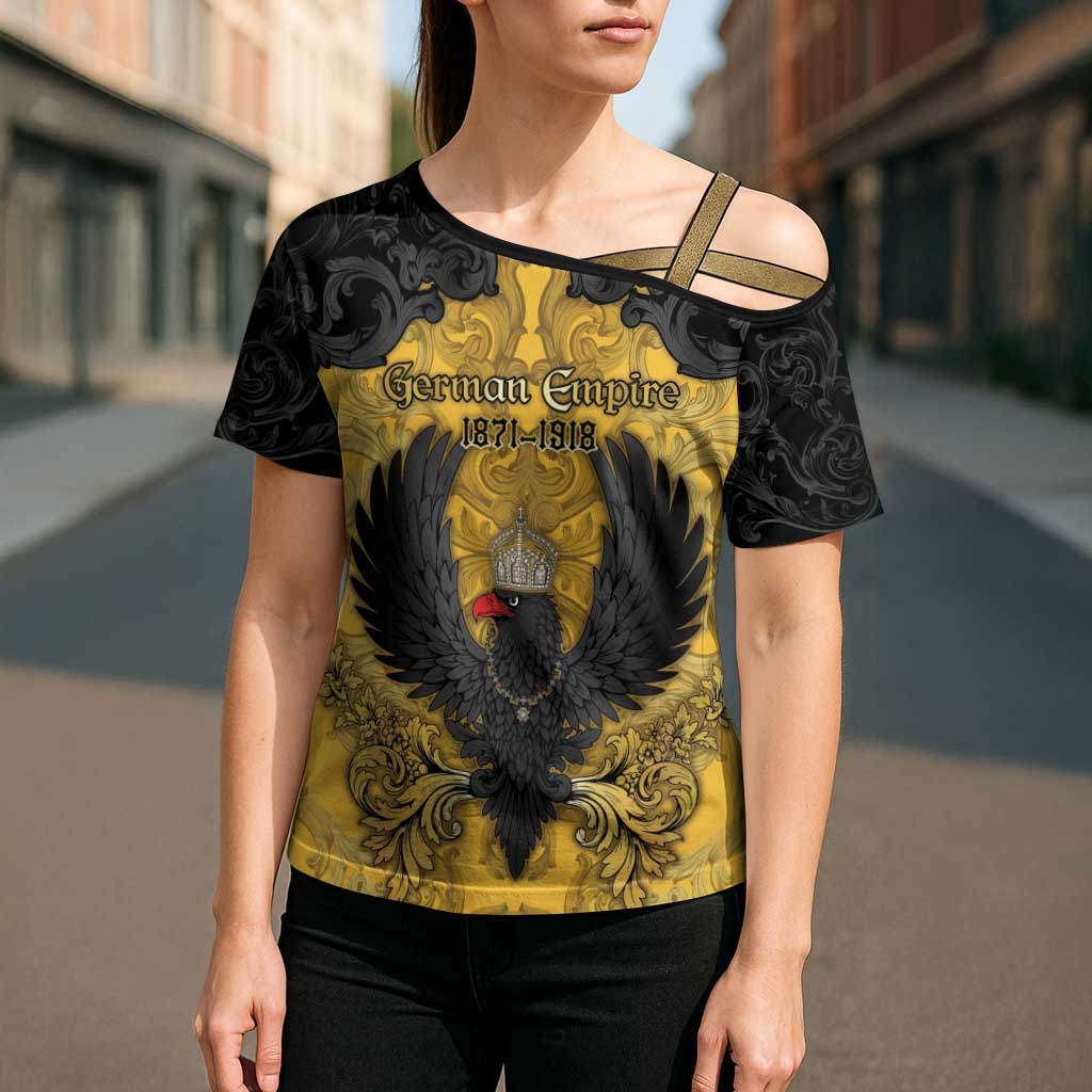Personalized German Empire Cross Shoulder Shirt Imperial Black Eagle With Baroque Patterns - Wonder Print Shop