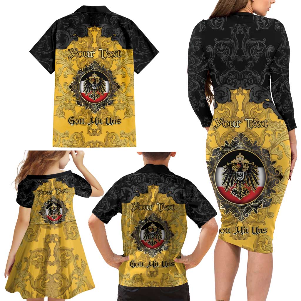 Personalized German Empire Family Matching Long Sleeve Bodycon Dress and Hawaiian Shirt Imperial Black Eagle With Baroque Patterns - Wonder Print Shop