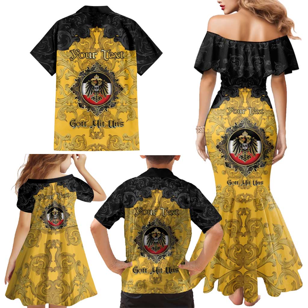 Personalized German Empire Family Matching Mermaid Dress and Hawaiian Shirt Imperial Black Eagle With Baroque Patterns - Wonder Print Shop