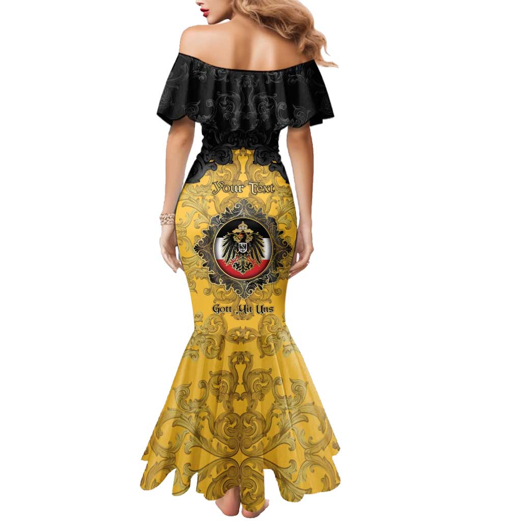Personalized German Empire Family Matching Mermaid Dress and Hawaiian Shirt Imperial Black Eagle With Baroque Patterns - Wonder Print Shop