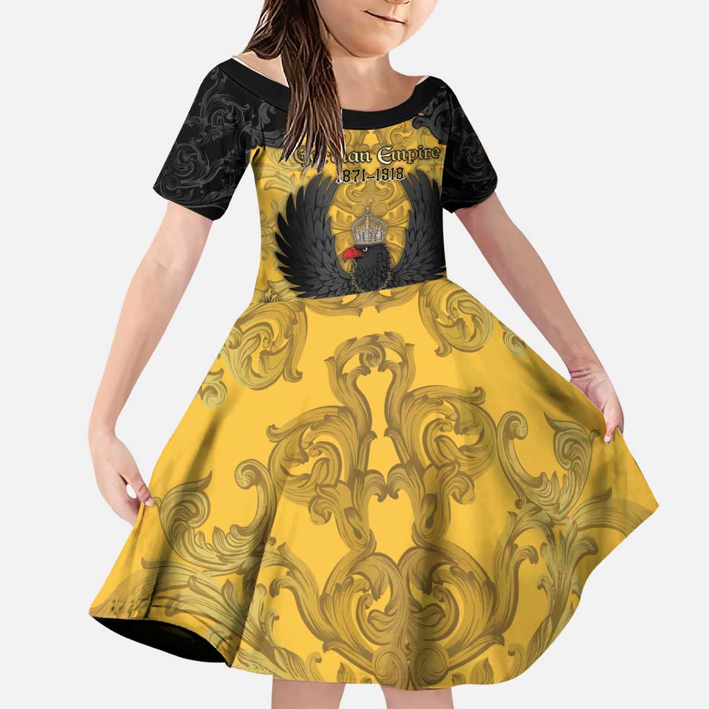 Personalized German Empire Family Matching Off The Shoulder Long Sleeve Dress and Hawaiian Shirt Imperial Black Eagle With Baroque Patterns - Wonder Print Shop